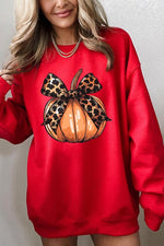 Coquette Bow Pumpkin Graphic Fleece Sweatshirts - ONLINE ONLY