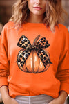 Coquette Bow Pumpkin Graphic Fleece Sweatshirts - ONLINE ONLY