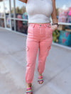 Coral Cargo Jeans- Stretchy - FINAL SALE