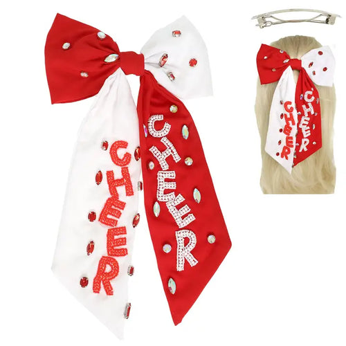 Game Day Cheer Embroidered Bow Barrette Hair Clip-other colors