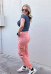 Coral Cargo Jeans- Stretchy - FINAL SALE