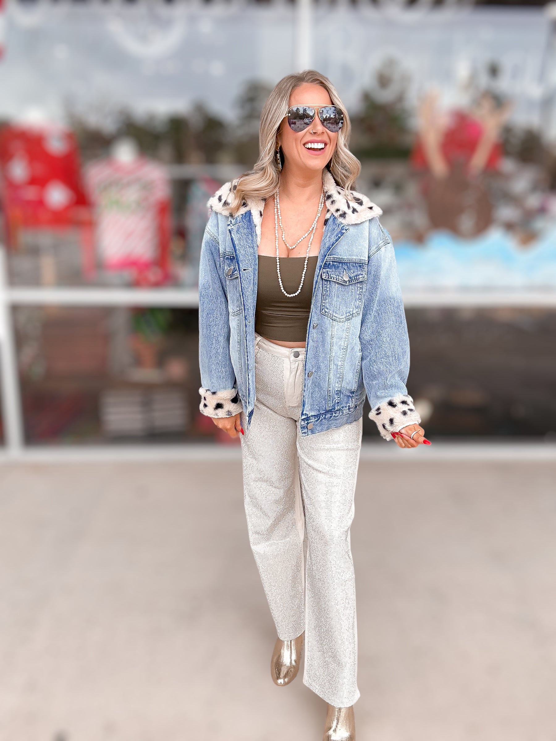 Leopard Faux Fur Lined Denim Jacket-FINAL SALE – Frogstones