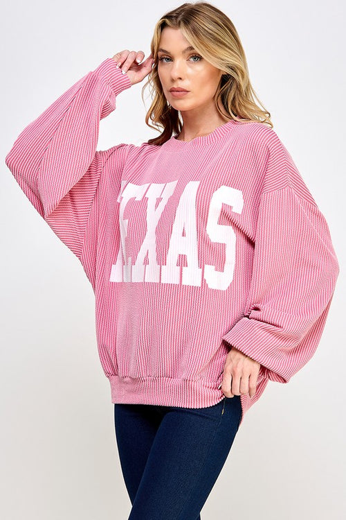 Texas Print Rib Cord Sweatshirt - ONLINE ONLY